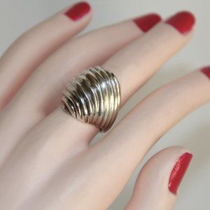 Sterling Silver Ribbed Dome Ring